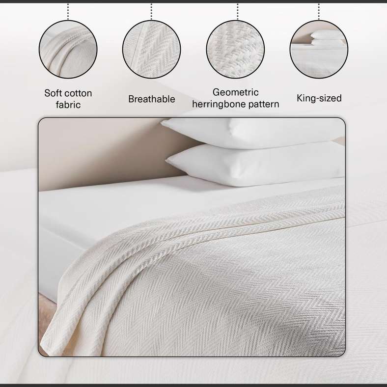Pan Home غطاء سرير أريا هيرينغبون - عاجي - Image 4
