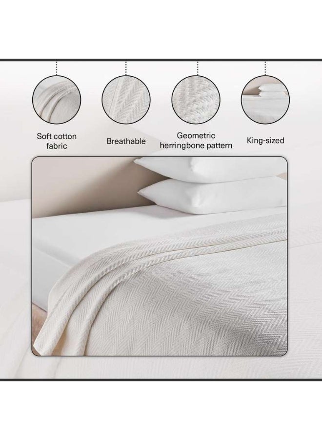 Pan Home Aria Herringbone Bedspread - Ivory - Image 4