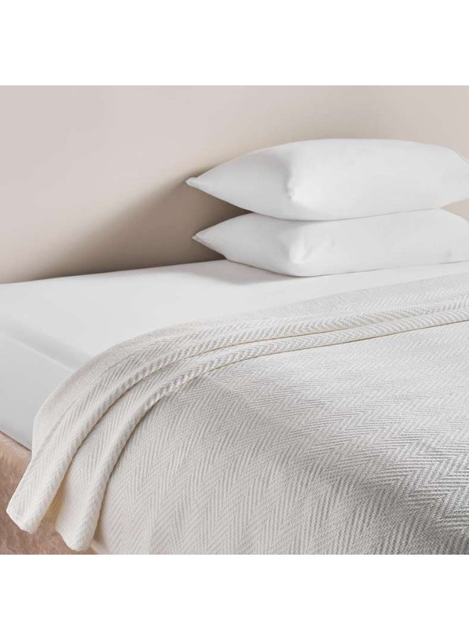 Pan Home Aria Herringbone Bedspread - Ivory - Image 1