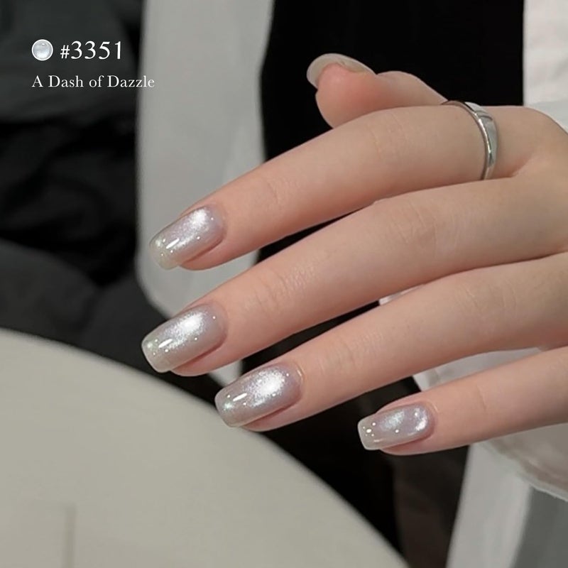 GAOY Silver Glassy Cat Eye Gel Nail Polish, 16ml Holographic Glitter Jelly Nail Polish with Magnet, Reflective Translucent UV Gel for Manicure Art DIY, 3351 Clear Rain - Image 4