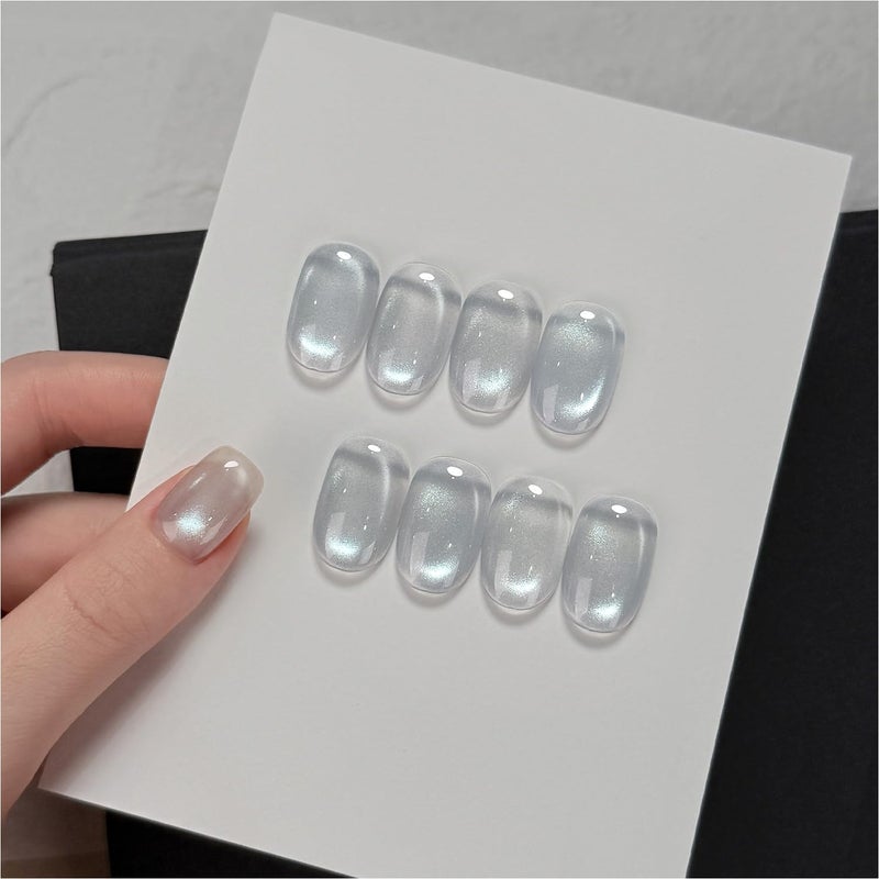 GAOY Silver Glassy Cat Eye Gel Nail Polish, 16ml Holographic Glitter Jelly Nail Polish with Magnet, Reflective Translucent UV Gel for Manicure Art DIY, 3351 Clear Rain - Image 1