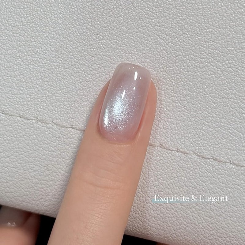 GAOY Silver Glassy Cat Eye Gel Nail Polish, 16ml Holographic Glitter Jelly Nail Polish with Magnet, Reflective Translucent UV Gel for Manicure Art DIY, 3351 Clear Rain - Image 2