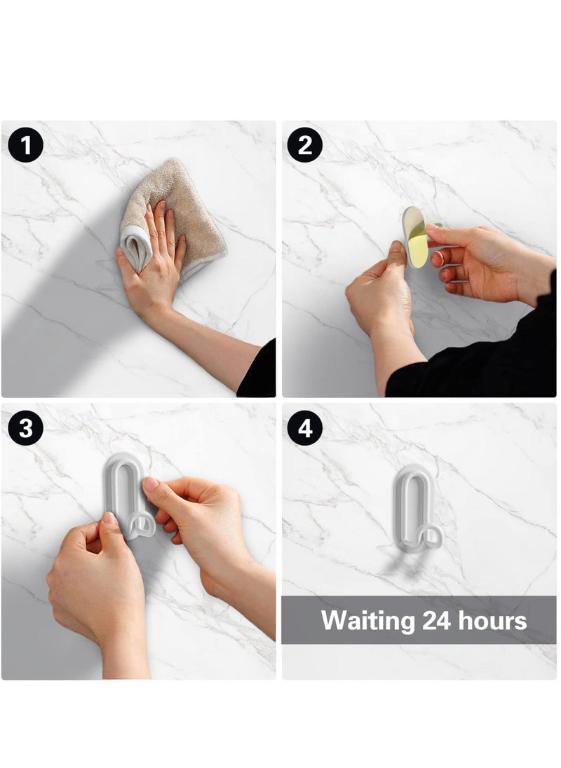 SYOSI - Adhesive Hooks, Matte White Towel Hook, Sticky Hanger for Kitchen and Door, Bathroom Wall Hooks for Hanging Towel Robe Hat Coat Key, 4Packs - Image 1