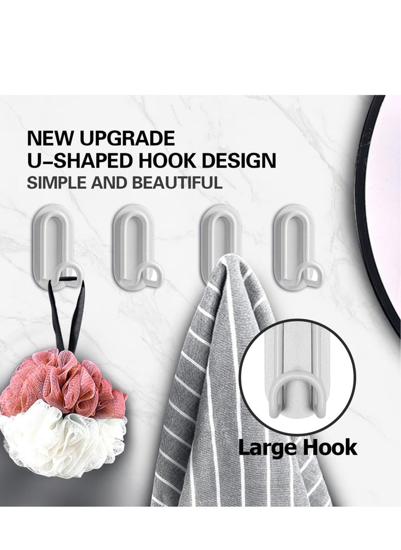 SYOSI - Adhesive Hooks, Matte White Towel Hook, Sticky Hanger for Kitchen and Door, Bathroom Wall Hooks for Hanging Towel Robe Hat Coat Key, 4Packs - Image 1