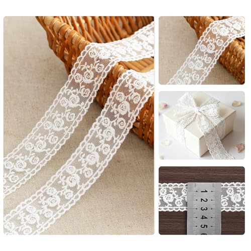 XFSAFDM White Lace Border, Lace Trim Ribbon, 5-Yard, 3.8cm Width Trims Delicate Crown Ribbons for Crafts Sewing and Bridal Wedding Dress Applique Decorations - Image 3