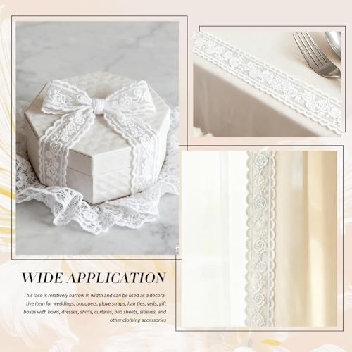 XFSAFDM White Lace Border, Lace Trim Ribbon, 5-Yard, 3.8cm Width Trims Delicate Crown Ribbons for Crafts Sewing and Bridal Wedding Dress Applique Decorations - Image 5