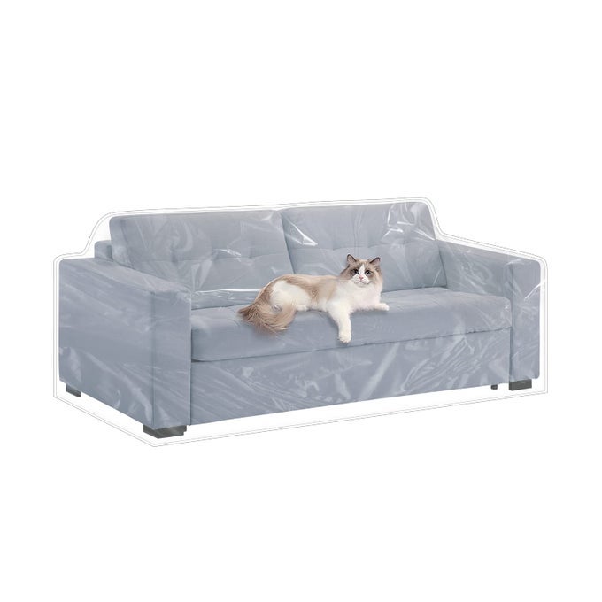PLASTIC LOVESEAT COVER 84 W X 40 D X 36 RH X 18 FH HEAVY DUTY VINYL WATERPROOF SLIPOVER FOR PETS SCRATCH PROOF FURNITURE PROTECTION