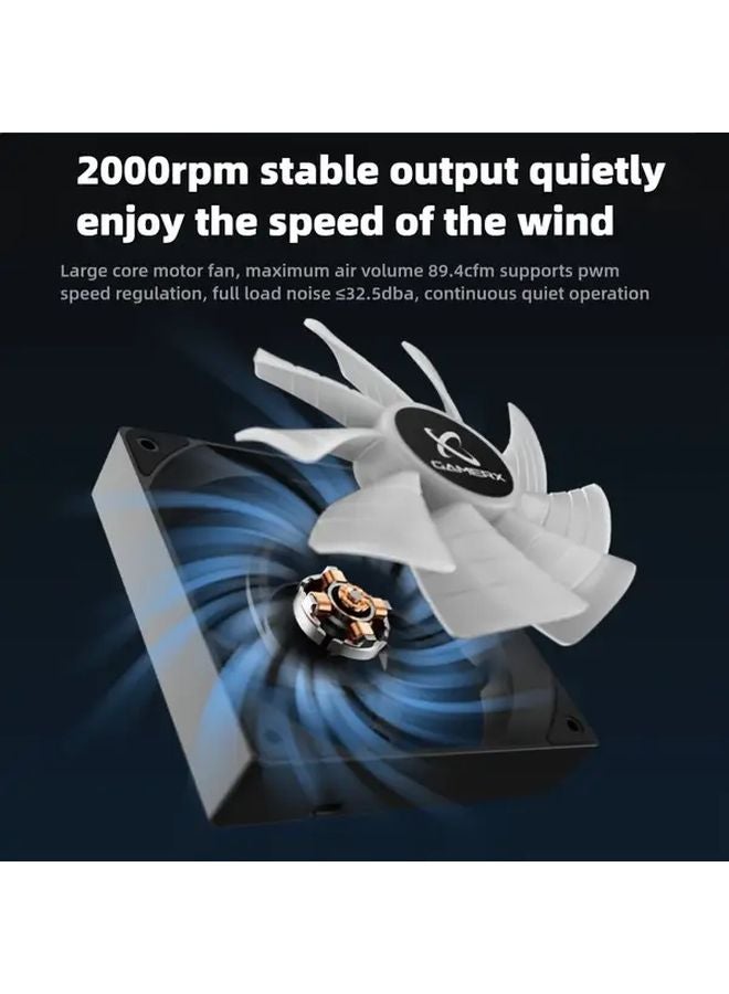 G 6000 مبرد وحدة المعالجة المركزية الأبيض 6 أنابيب نحاسية 4 مروحة RGB شاشة 72 بوصة إنتل AMD - Image 5