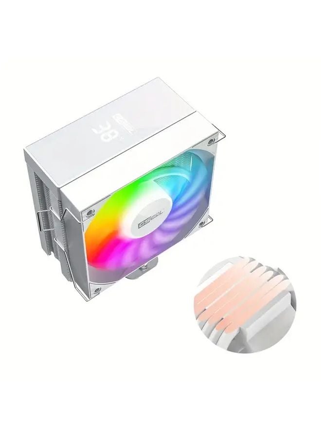 G 6000 مبرد وحدة المعالجة المركزية الأبيض 6 أنابيب نحاسية 4 مروحة RGB شاشة 72 بوصة إنتل AMD - Image 1