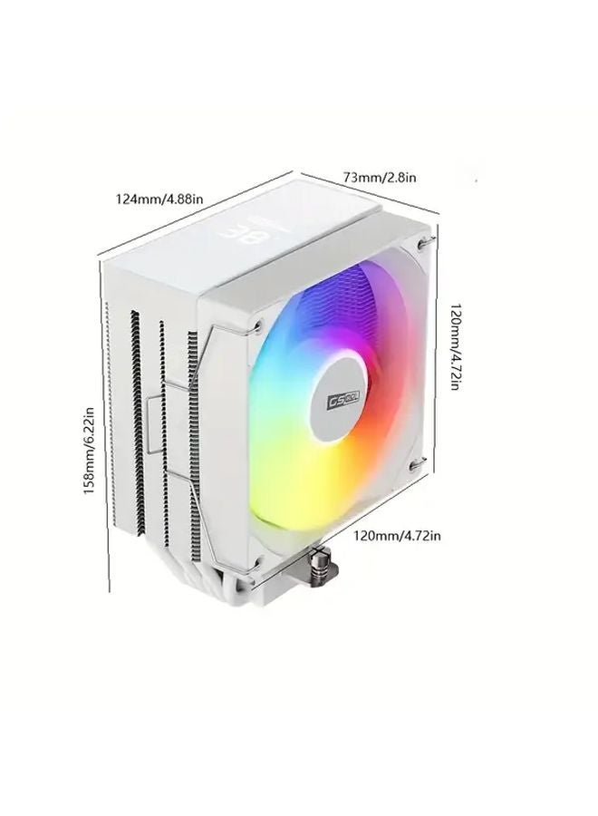 G 6000 مبرد وحدة المعالجة المركزية الأبيض 6 أنابيب نحاسية 4 مروحة RGB شاشة 72 بوصة إنتل AMD - Image 3