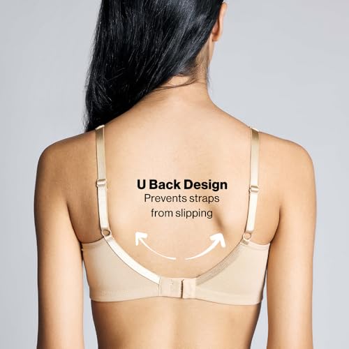 NYKD Everyday Cotton Bra for Women - Encircled with Love | Non-Padded | Wirefree | Full Coverage with Side Support Shaper (NYB169) Sand, 38DD, 1N - Image 5