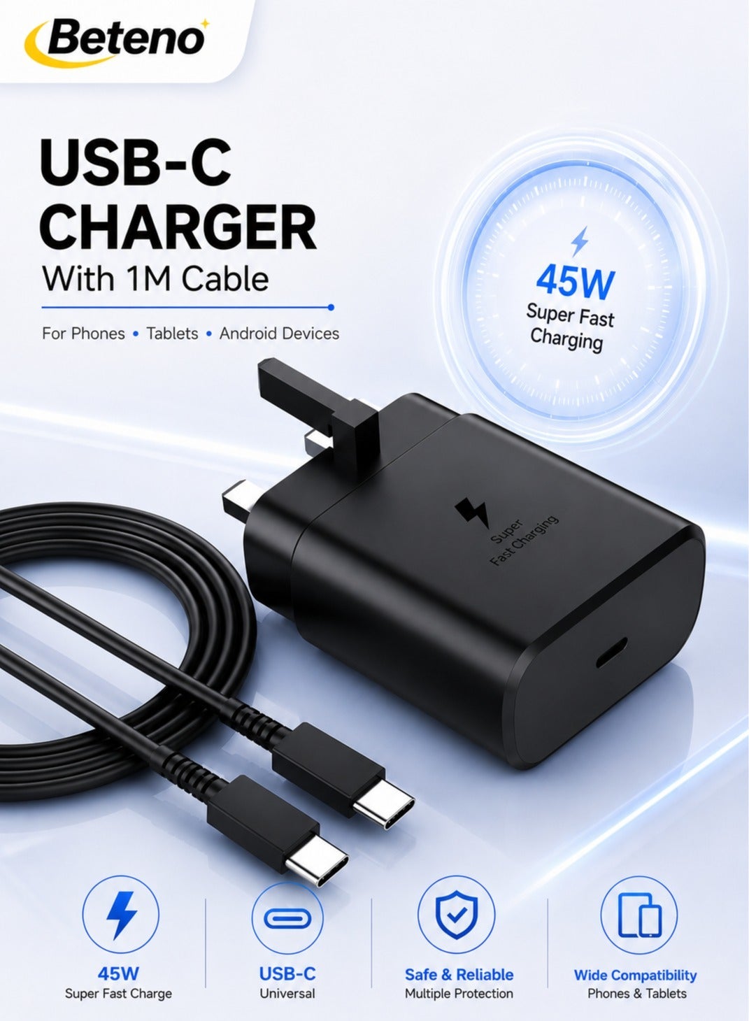 بيتينو Beteno Usb C Super Charger usbc 1 M 45W