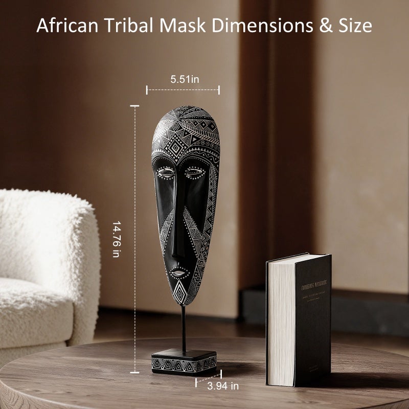 African Tribal Masks: Handcrafted Resin Carved Decor - Modern Traditional Blend, Artistic Cultural Charm for Home Office Wall Decoration, Bohemian Art Collectors - Image 4