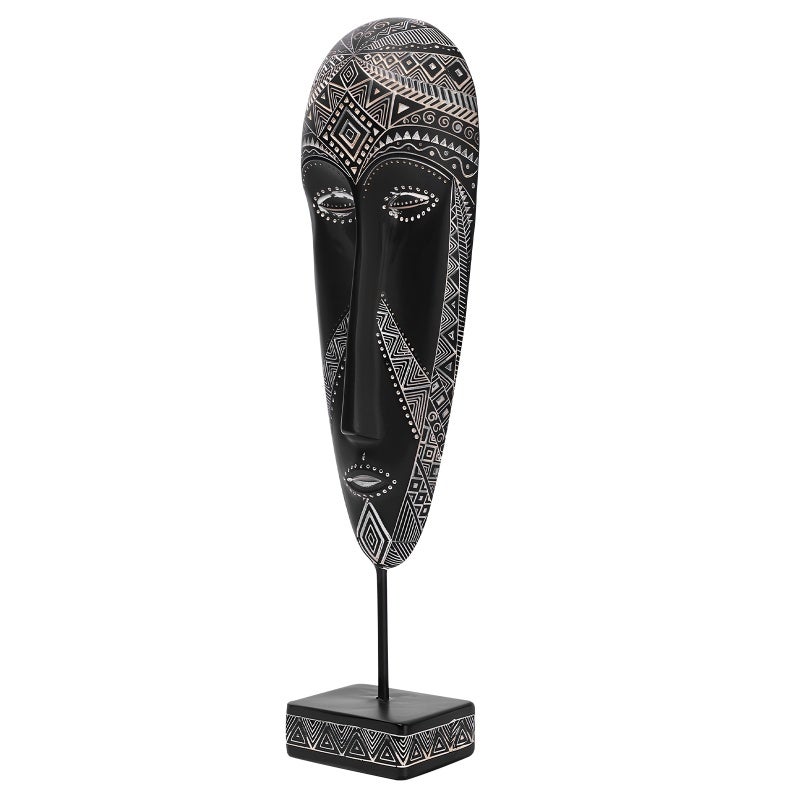 African Tribal Masks: Handcrafted Resin Carved Decor - Modern Traditional Blend, Artistic Cultural Charm for Home Office Wall Decoration, Bohemian Art Collectors - Image 3
