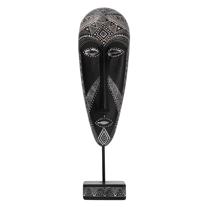African Tribal Masks: Handcrafted Resin Carved Decor - Modern Traditional Blend, Artistic Cultural Charm for Home Office Wall Decoration, Bohemian Art Collectors - Image 1