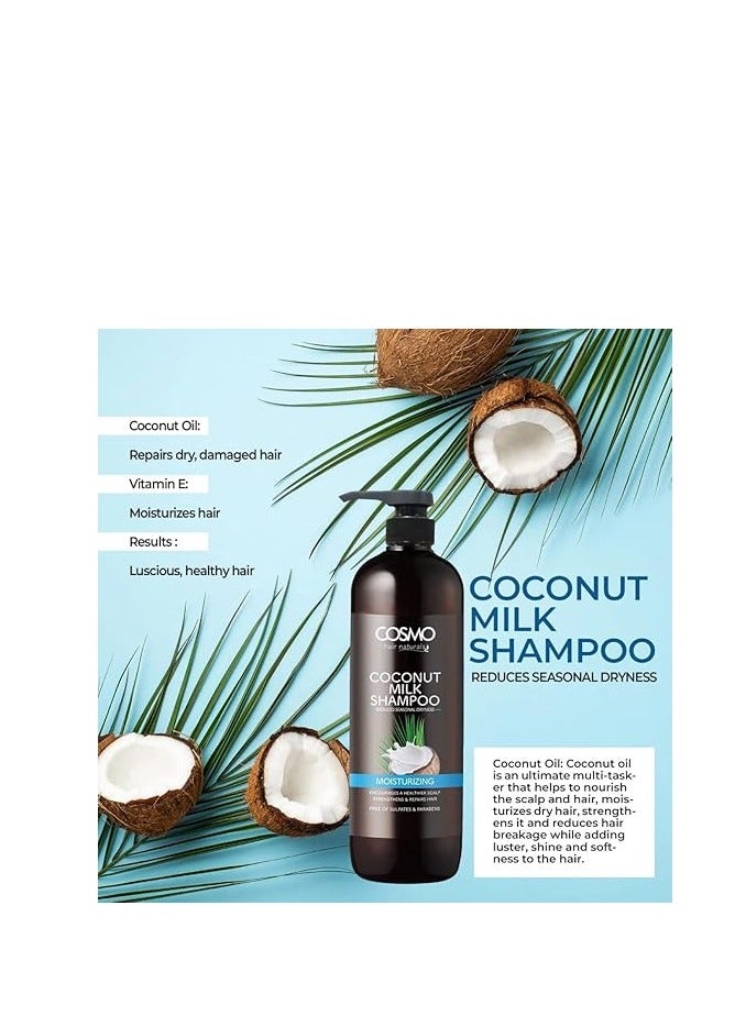 Cosmo Designs Coconut Milk Shampoo Moisturizing Free Of Sulfates Parabens 1000ML - Image 1