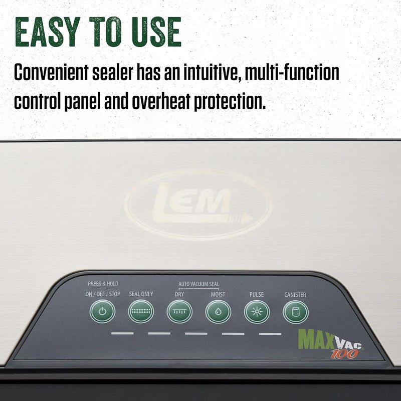 LEM Products MaxVac 100 Plastic Vacuum Sealer with 1175 Inch Seal Bar Silver and Black - Image 3