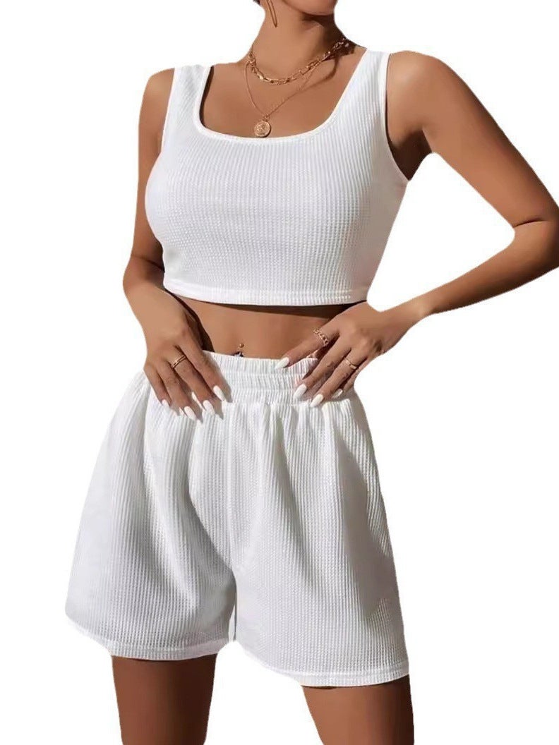 Women's Knit Vest Set Summer Casual Two Piece Outfit - Image 2