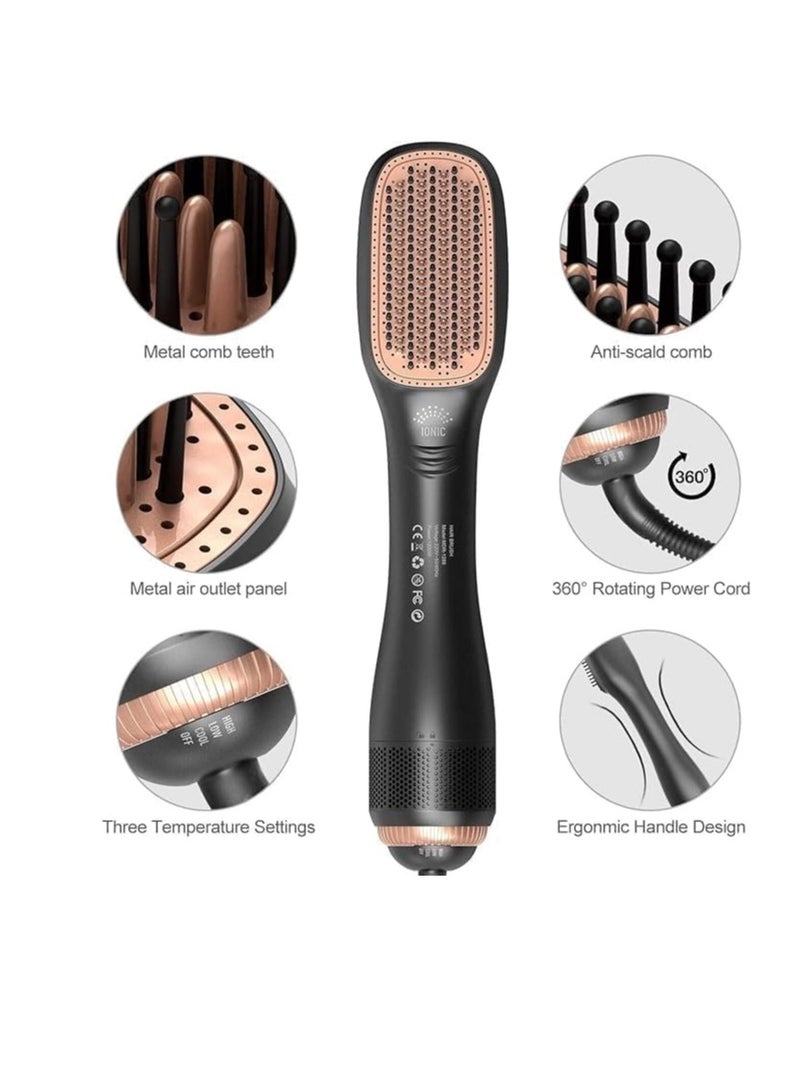 Joy Professional Styling Brush, 2 In 1 Professional Hair Dryer Brush Negative Ion Blow Dryer Straightening Brush Hot Air Styling Comb Electric Hair Straightener Styler