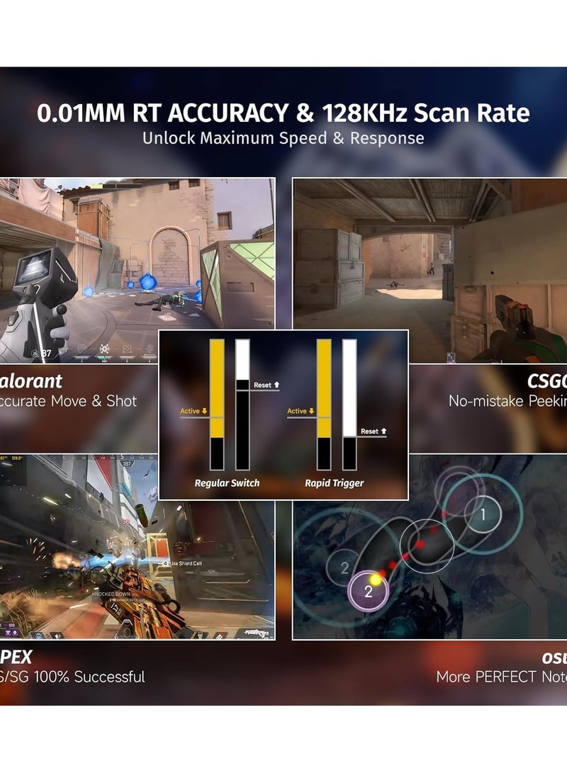 Attack Shark X68 HE Rapid Trigger Mechanical Gaming Keyboard 60% Wired TKL with Adjustable Actuation,Hall Effect Magnetic Switch,8KHz Polling Rate,RGB Backlit,Top Mount,Side Printed Keycap(Moonlight) - Image 4