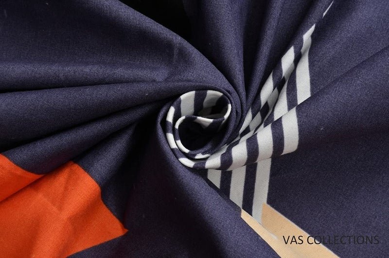 VAS COLLECTIONS 160 GSM Single Bedsheet with 1 Pillow Cover - 180 TC Supersoft Glace Cotton - Breathable & Wrinkle Free - 2 Pcs Set | Grey & Orange - Image 2