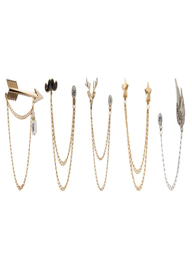 Knighthood Stainless Steel Formal Set of 5 Brooches/Lapel Pins for Men (Multicolour) - Image 1