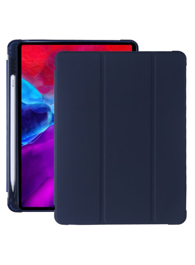 Suitable For Ipad10.2 Inch Protective Case Mini456 With Pen Slot Leather Case Air3TPU Case Pro11 Series-Color:Dark Blue-Applicable Model:Ipad Mini6/mini7 (8.3inch 2021 Model)