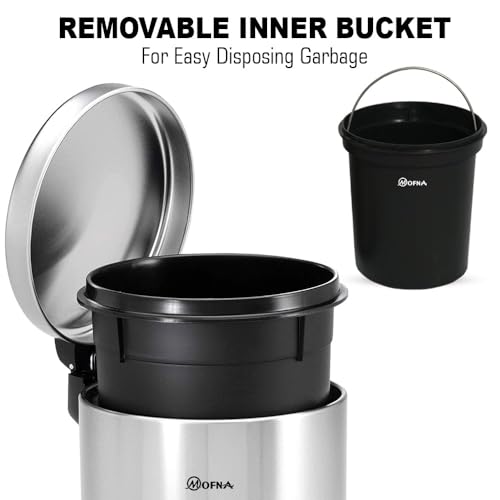 mofna Stainless Steel Plain Dustbin with Pedal, Trash Can, Wastebasket, Garbage Bin for Home, Office, Bathroom, Bedroom, Toilet, Outdoor, Indoor and Kitchen (12 Litre) - Image 2