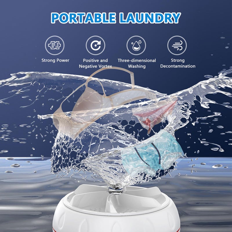 Portable Ultrasonic Washing Machine, Mini Turbo Washing Machine USB Sterilization Washing Machine, Suitable for Home, Travel, Trip - Image 3