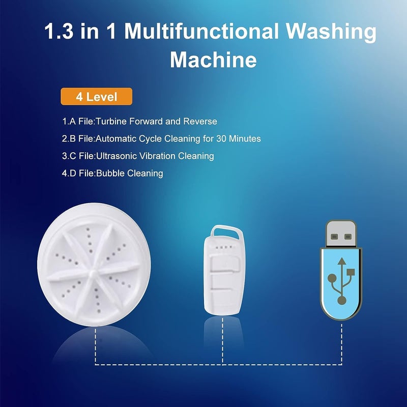 Portable Ultrasonic Washing Machine, Mini Turbo Washing Machine USB Sterilization Washing Machine, Suitable for Home, Travel, Trip - Image 5