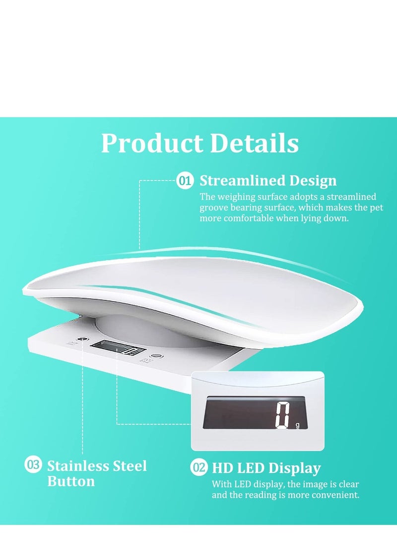SYOSI - Digital Mini Pet Scale, Small Animal Weight Scale, Portable LCD Electronic Weighing Scale with Tray(Max. 22 lbs), Multifunction Kitchen Scale for Food/Puppy/Kitten/Lizard/Hamster/Tortoise/Whelping - Image 1