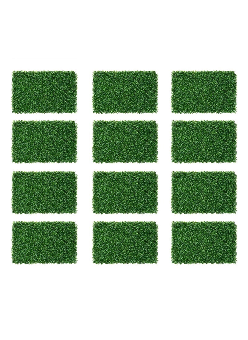 LINGWEI 12pcs Artificial Leafs Wall Panels Plants Topiary Hedge Plant Privacy Hedge Mat Screen UV Protected Wall Grass Garden Tile Decor Greenery Mats Faux Grass Wall Decor  - Image 1