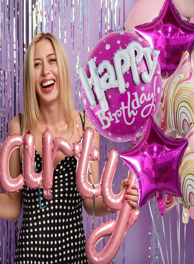 Chictry Large Pink Round Happy Birthday Balloons Set Pack of 5 Aluminum Foil Balloon for girls and women - Image 5