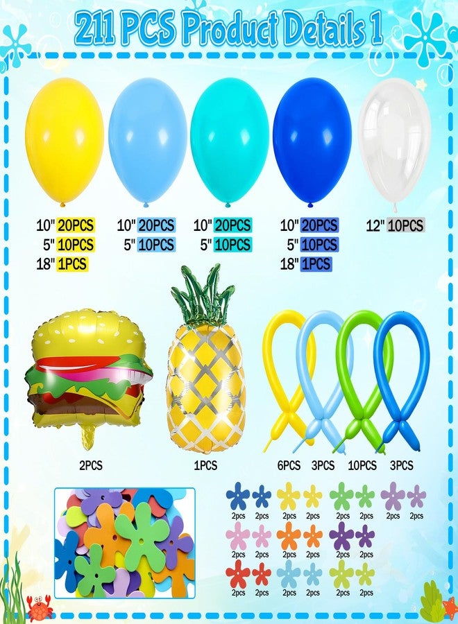 GAILROSO Sponge Birthday Decorations,Under the Sea Sponge Party Supplies with Hamburger Balloons,Balloon Arch Kit,Backdrop Bubble Garland and Foam Flower for Ocean Theme Party,Mermaid,Baby Shark - Image 2