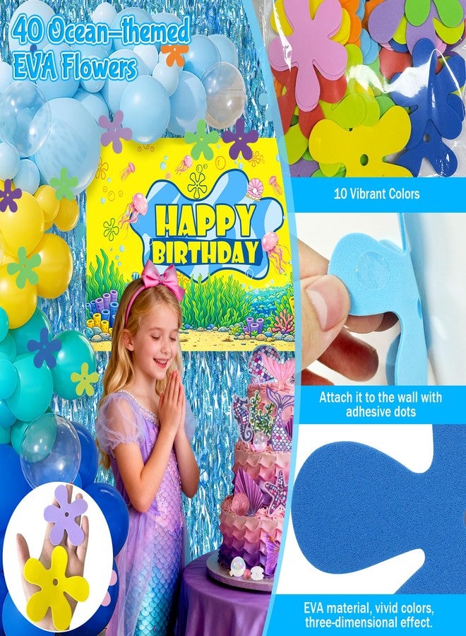 GAILROSO Sponge Birthday Decorations,Under the Sea Sponge Party Supplies with Hamburger Balloons,Balloon Arch Kit,Backdrop Bubble Garland and Foam Flower for Ocean Theme Party,Mermaid,Baby Shark - Image 5