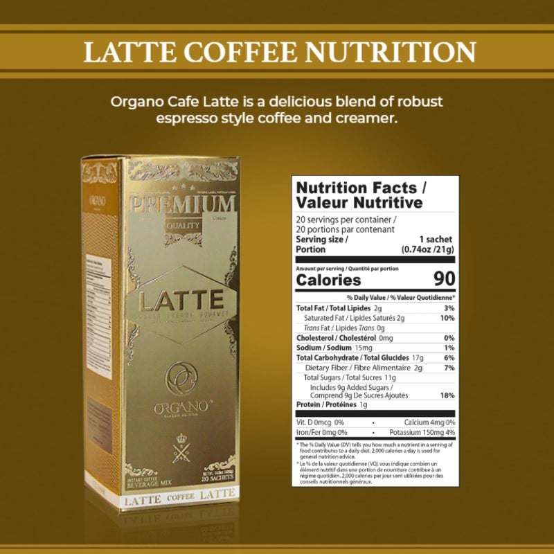 ORGANO Gourmet Cafe Latte, 100% Certified Ganoderma Lucidum (20 Sachets) - Image 3