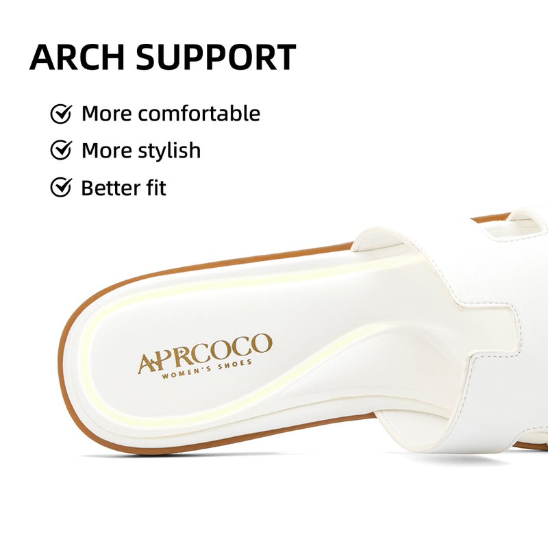 AprCoco Women's Flat Sandals Dressy Classic H-Band Flats Sandals Summer Beach Vacations Slide Sandals,Size 7.5ï¼ŒWhite - Image 3