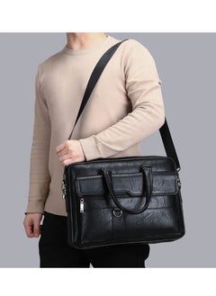 Jeep Men Crossbody Bag Shoulder Bags Vintage Men Handbags Large Capacity PU Leather Bag For Man Messenger Bags Tote Bag purse,Black  - Image 2