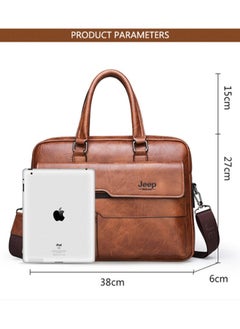 Jeep Men Crossbody Bag Shoulder Bags Vintage Men Handbags Large Capacity PU Leather Bag For Man Messenger Bags Tote Bag purse,Black  - Image 5
