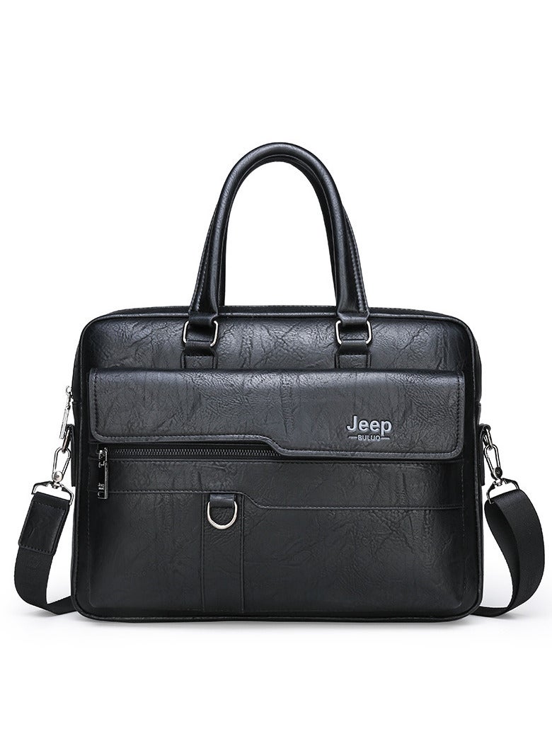 Jeep Men Crossbody Bag Shoulder Bags Vintage Men Handbags Large Capacity PU Leather Bag For Man Messenger Bags Tote Bag purse,Black  - Image 1