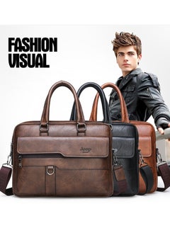 Jeep Men Crossbody Bag Shoulder Bags Vintage Men Handbags Large Capacity PU Leather Bag For Man Messenger Bags Tote Bag purse,Black  - Image 4
