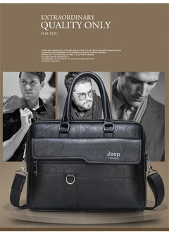 Jeep Men Crossbody Bag Shoulder Bags Vintage Men Handbags Large Capacity PU Leather Bag For Man Messenger Bags Tote Bag purse,Black  - Image 3
