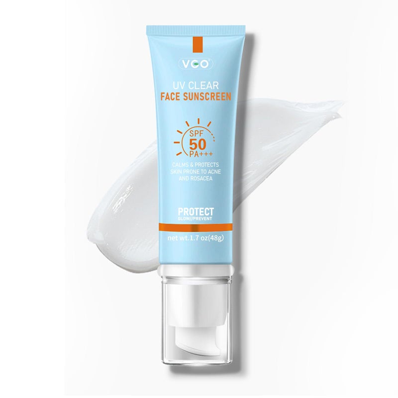 VGO Clear Face Sunscreen SPF 50, Hydrating Sun Essence Leaves No Sticky Feeling Travel Size Sunscreen Against UVA and UVB Rays 50ml / 1.7oz - Image 1
