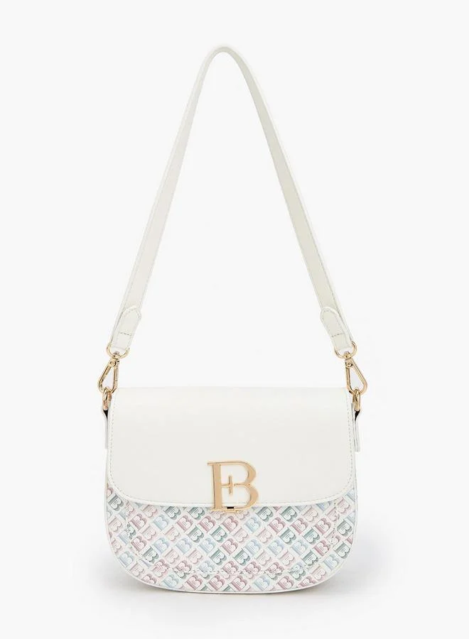 Flora Bella By Shoexpress Monogram Print Shoulder Bag With Flap