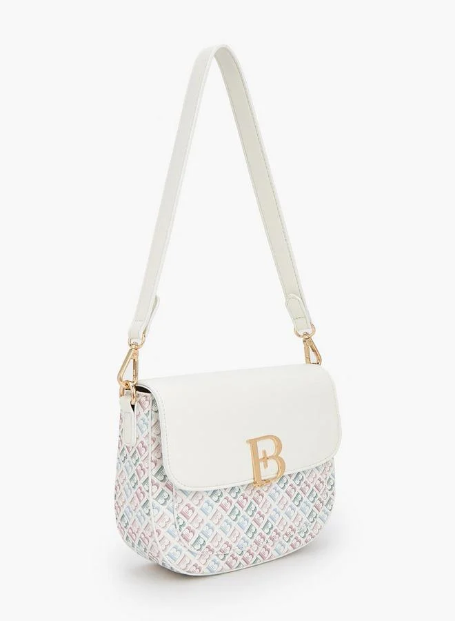 Flora Bella By Shoexpress Monogram Print Shoulder Bag With Flap