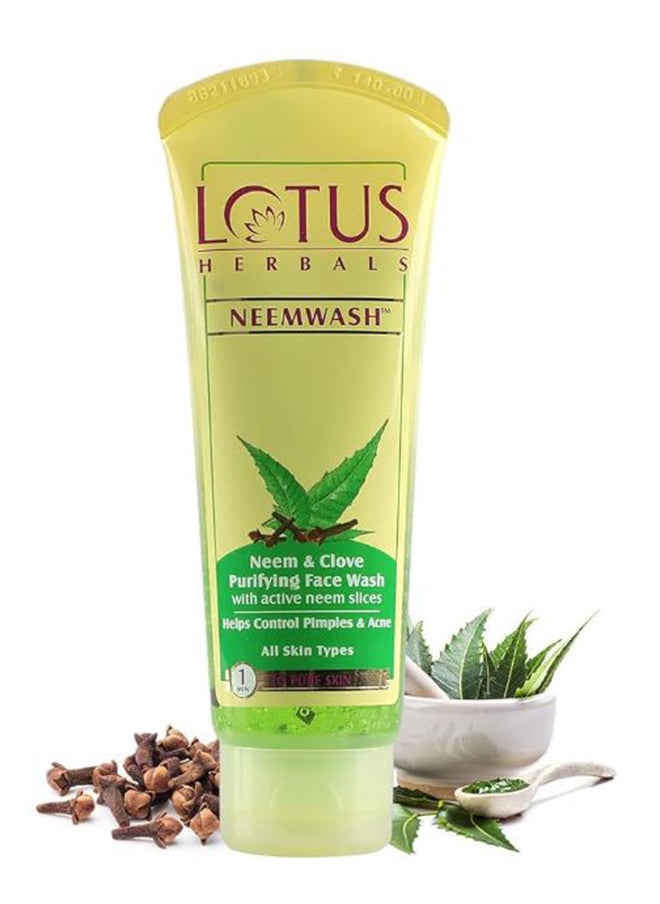 LOTUS HERBALS Neemwash Neem & Clove Purifying Face Wash With Active Neem Slices  - Image 1