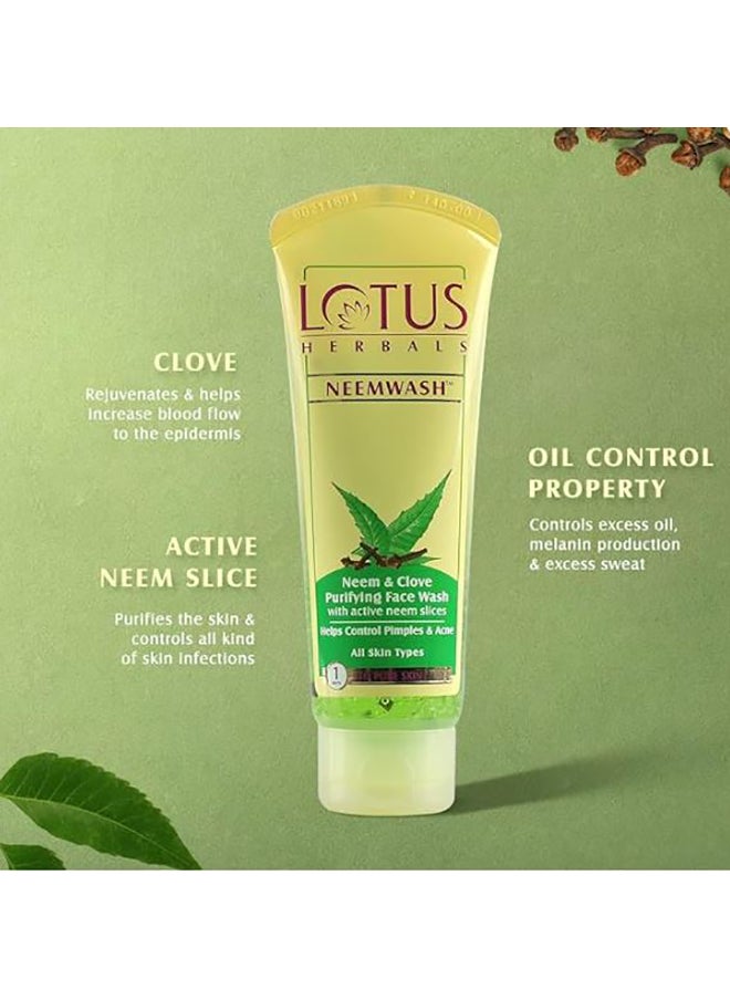 LOTUS HERBALS Neemwash Neem & Clove Purifying Face Wash With Active Neem Slices  - Image 3