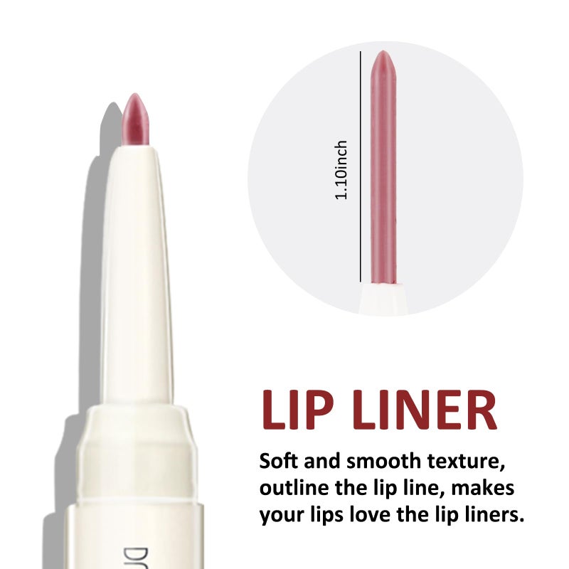 Boobeen Double-ended Lipstick Lip Liner Makeup Velvet Lipgloss Lipstick, Creamy Lip Pencil for Women Matte Long-lasting Matte Satin Finish, Nourishing and Non-fading - Image 2