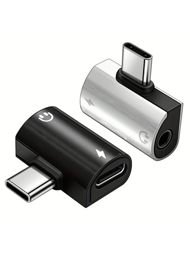 2 In 1 USB C To 3 5mm Jack Adapter With Fast Charging Silvery Metal Audio Splitter - Image 4