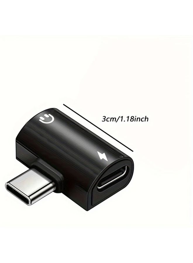 2 In 1 USB C To 3 5mm Jack Adapter With Fast Charging Silvery Metal Audio Splitter - Image 2